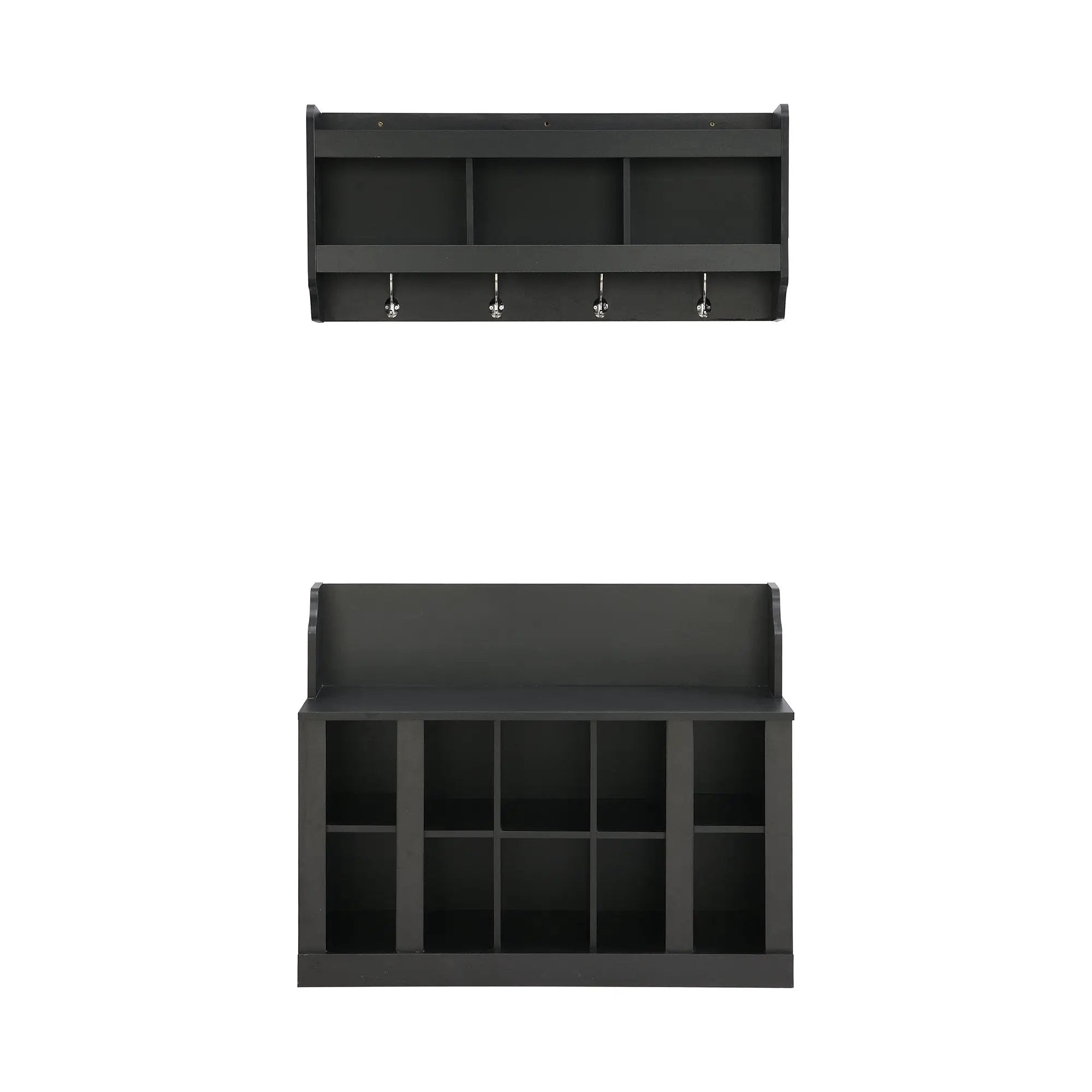 ON-TREND Shoe Storage Bench with Shelves and Hooks by HouseOfZazla