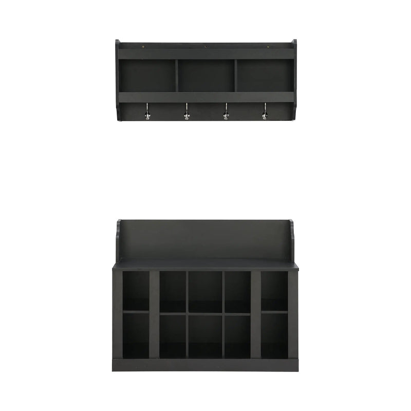 ON-TREND Shoe Storage Bench with Shelves and Hooks by HouseOfZazla