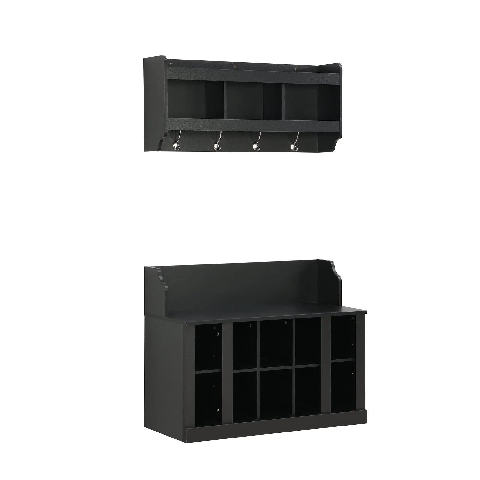 ON-TREND Shoe Storage Bench with Shelves and Hooks by HouseOfZazla