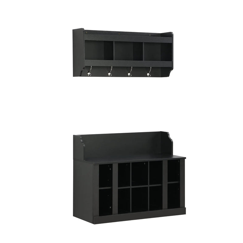 ON-TREND Shoe Storage Bench with Shelves and Hooks by HouseOfZazla