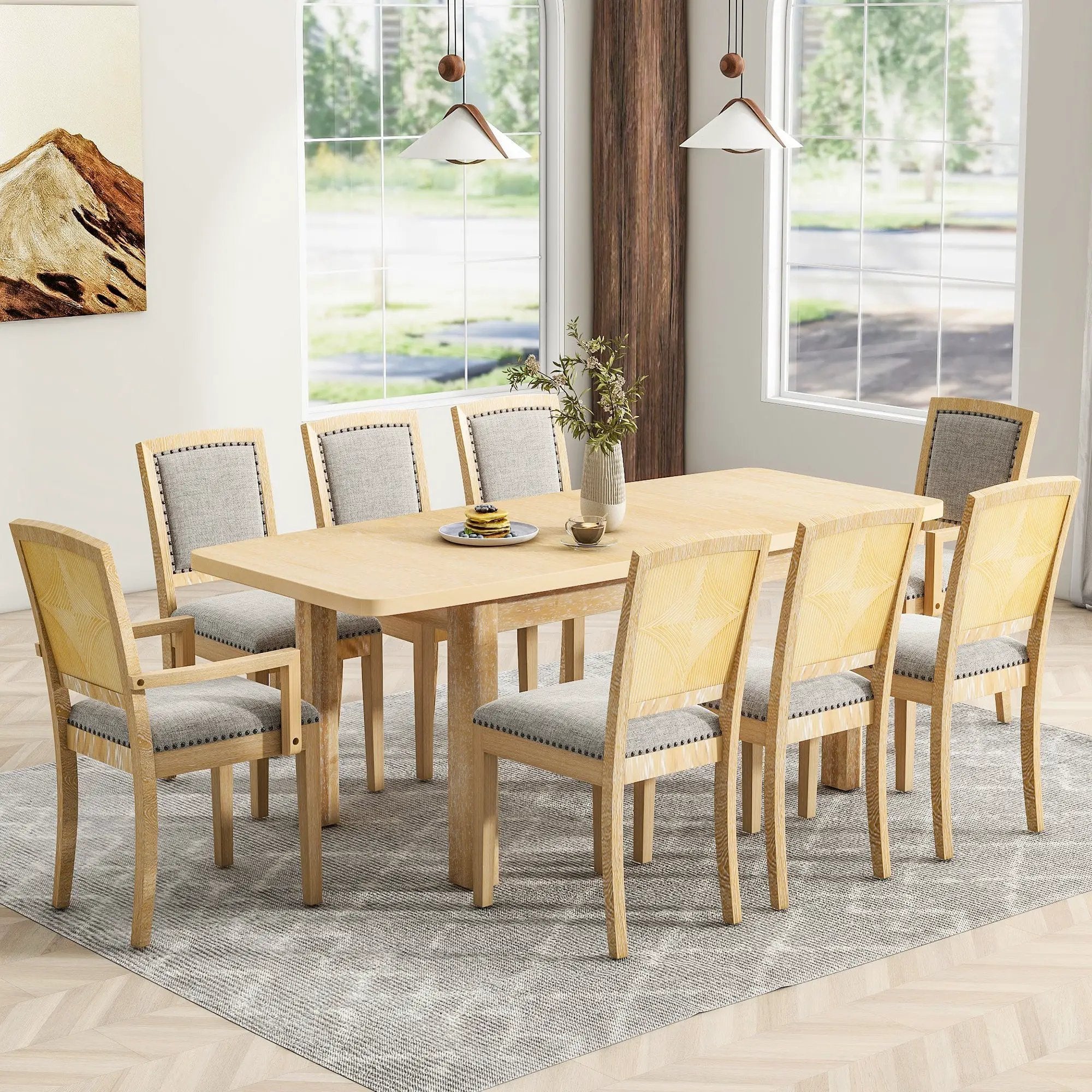 TOPMAX Rustic Extendable 84inch Dining Table Set by HouseOfZazla