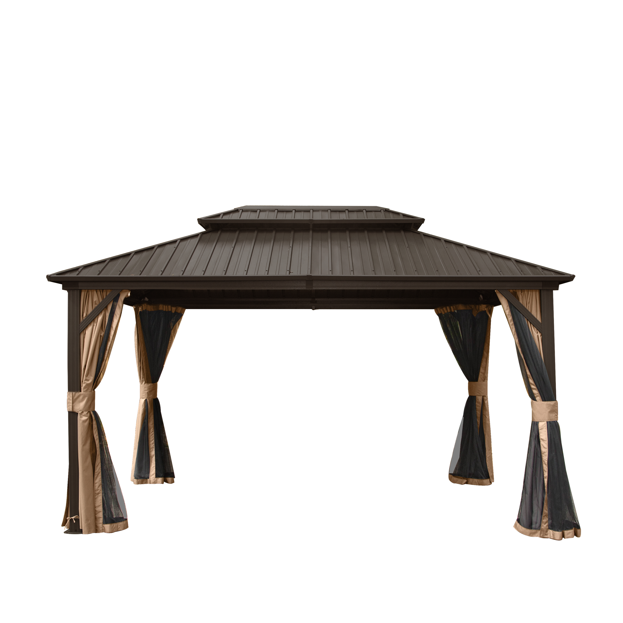 10' x 12' Hardtop Gazebo with Galvanized Steel Double Roof, Curtains, and Netting by HouseOfZazla