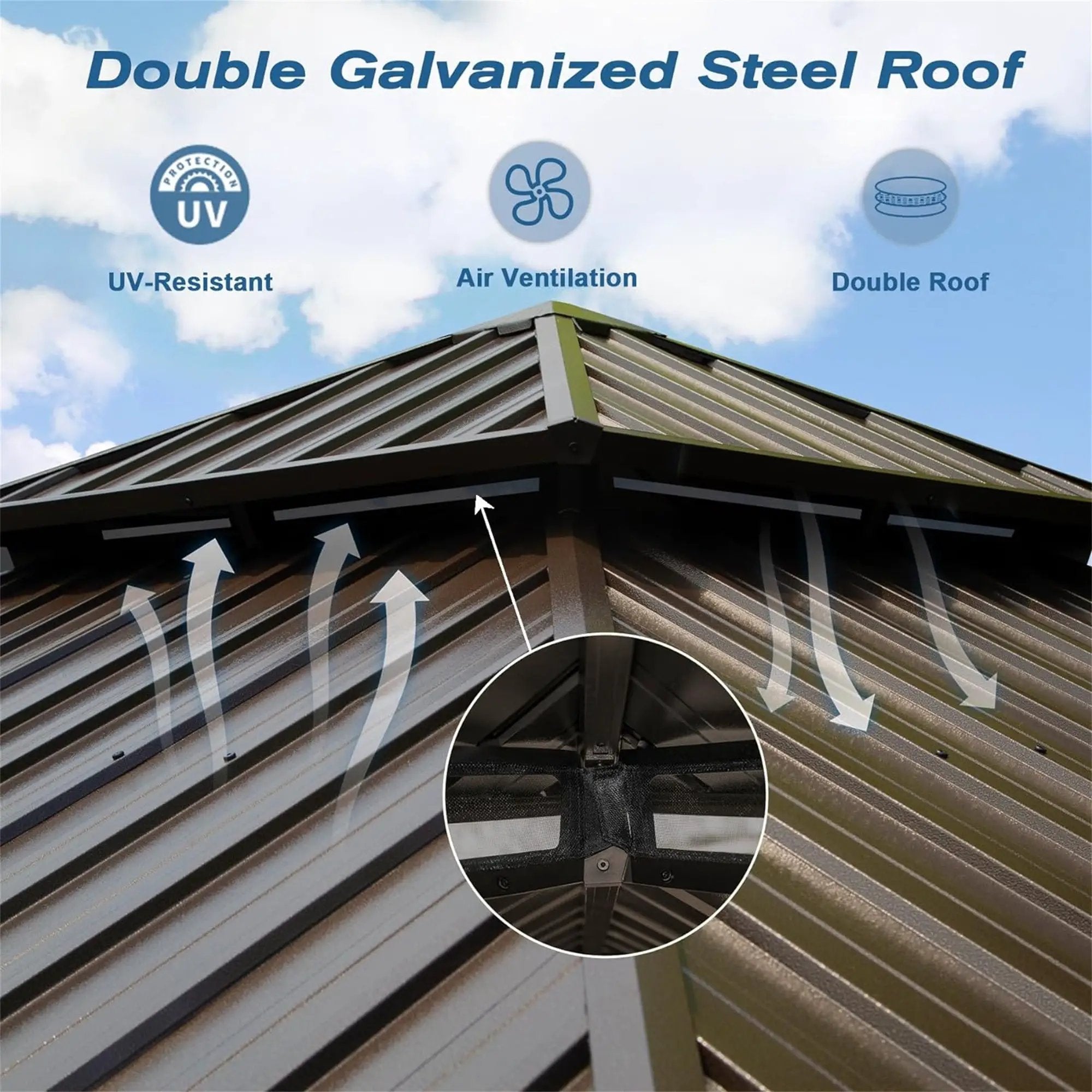 12' x 16' Hardtop Aluminum Gazebo with Double Roof Canopy by HouseOfZazla