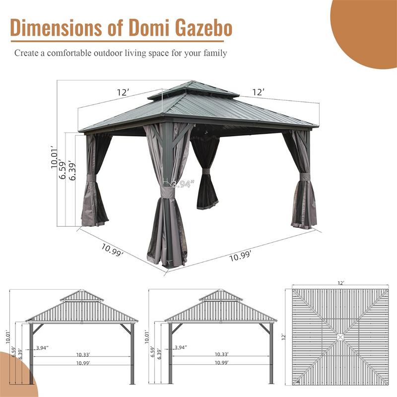 12' X 12' Hardtop Gazebo by HouseOfZazla