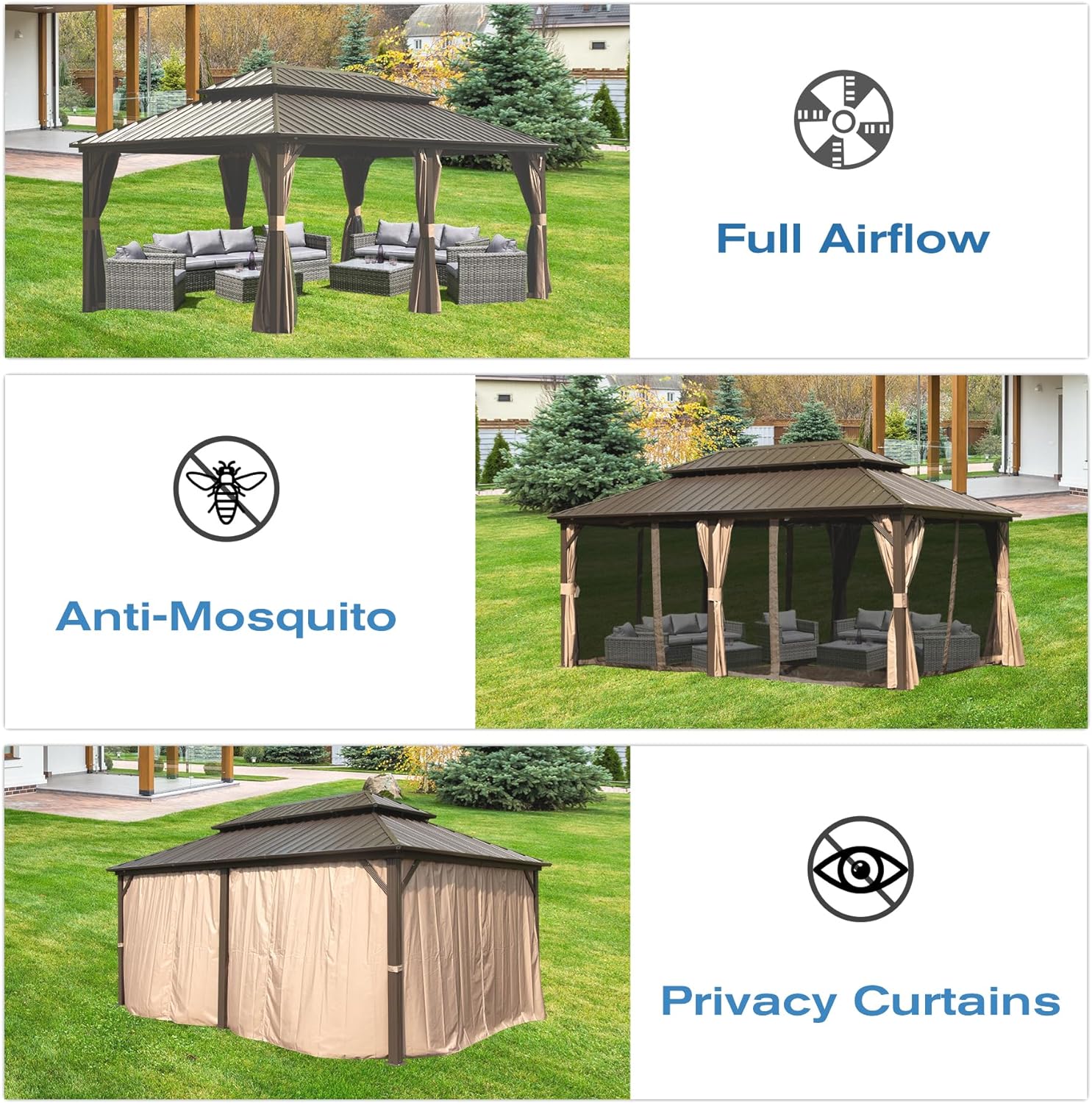 12' X 20' Hardtop Gazebo with Galvanized Steel Double Roof Canopy by HouseOfZazla