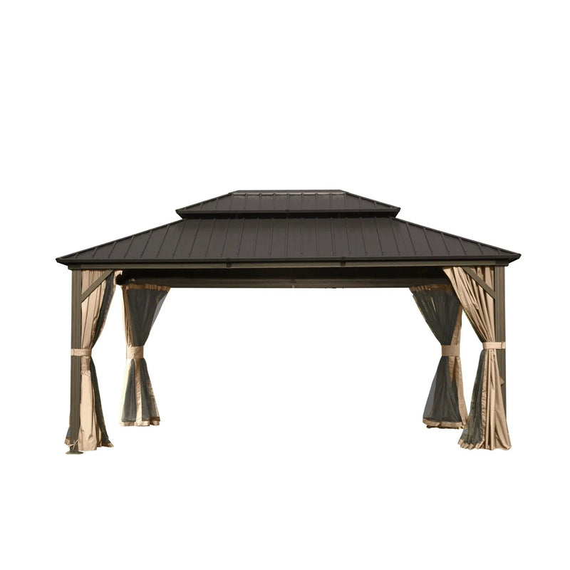 12' x 16' Hardtop Aluminum Gazebo with Double Roof Canopy by HouseOfZazla