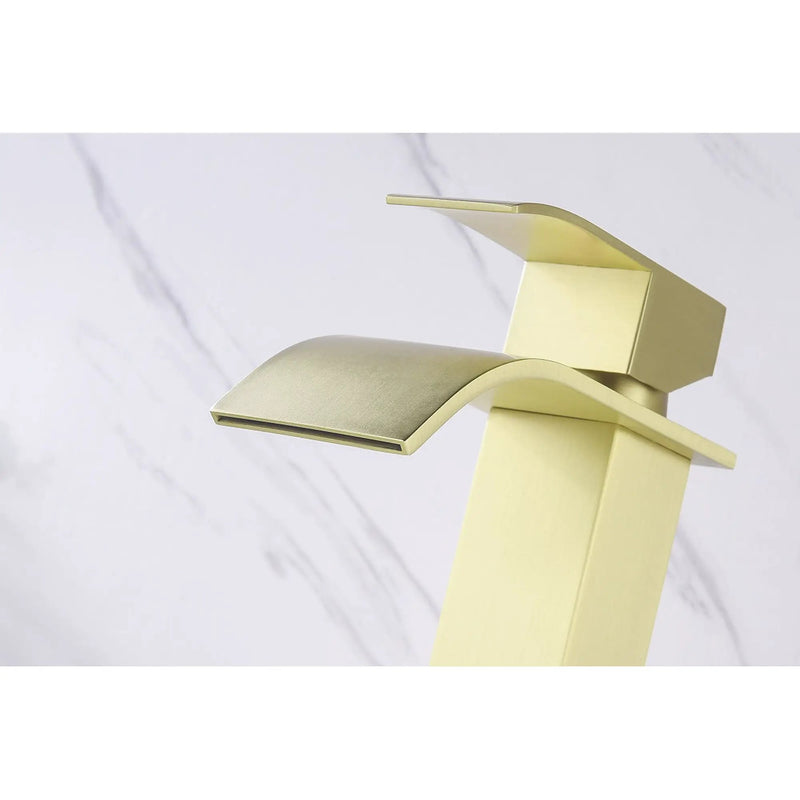 Waterfall Spout Single Handle Bathroom Sink Faucet by HouseOfZazla
