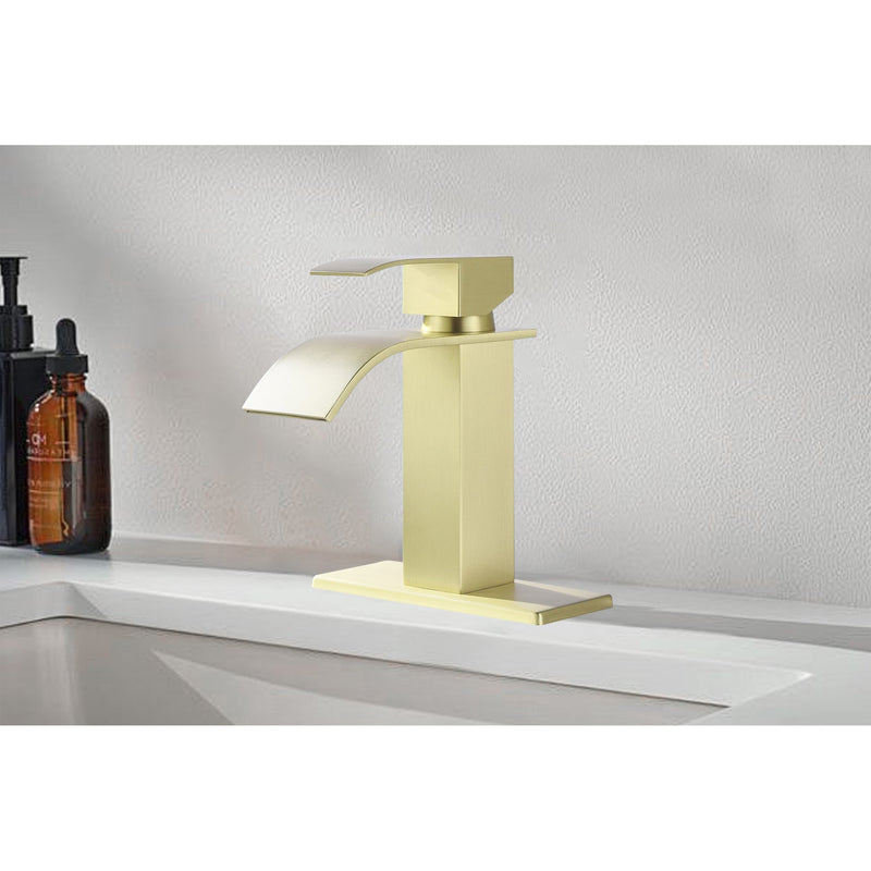 Waterfall Spout Single Handle Bathroom Sink Faucet by HouseOfZazla