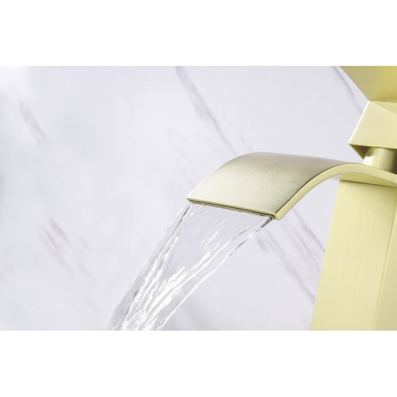 Waterfall Spout Single Handle Bathroom Sink Faucet by HouseOfZazla