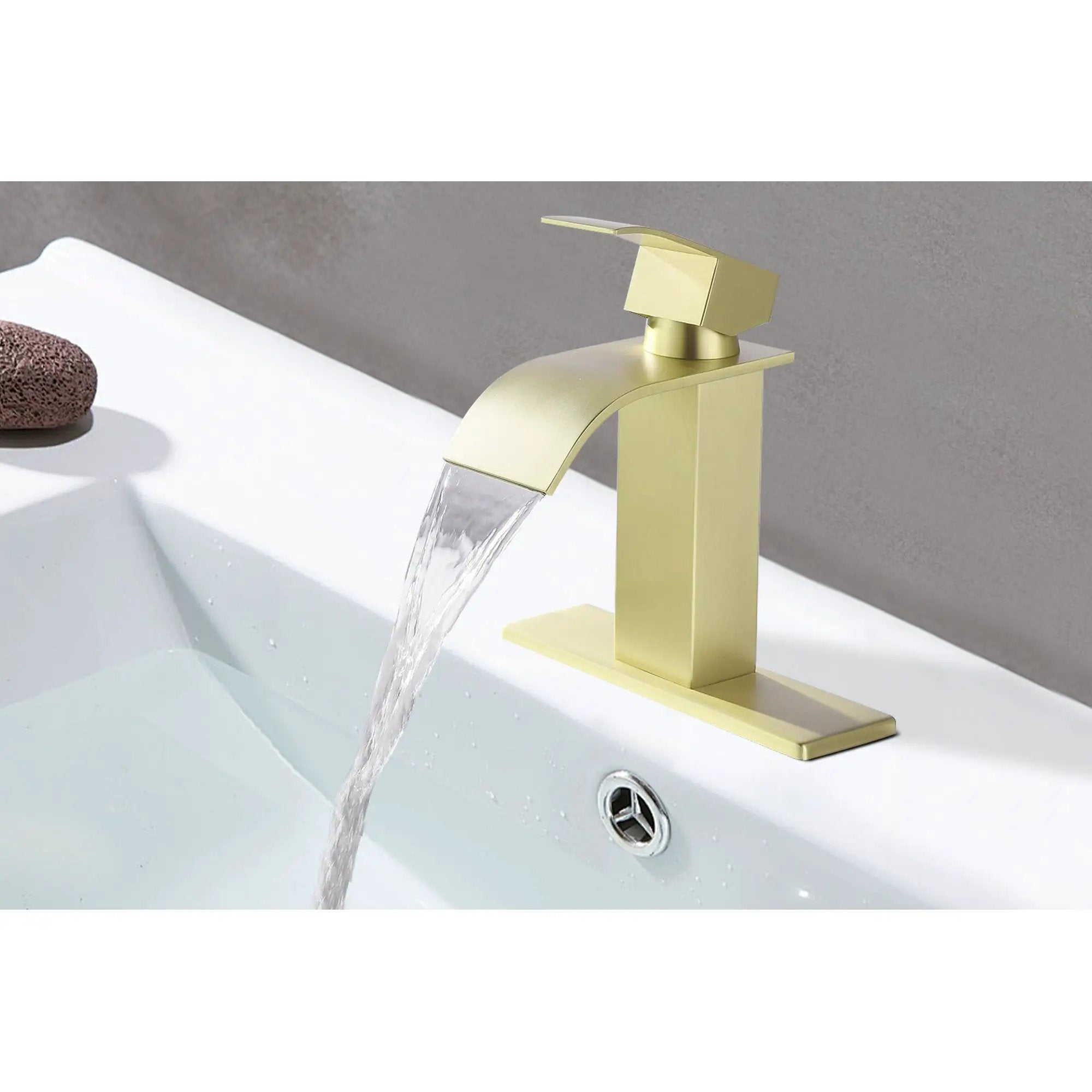 Waterfall Spout Single Handle Bathroom Sink Faucet by HouseOfZazla