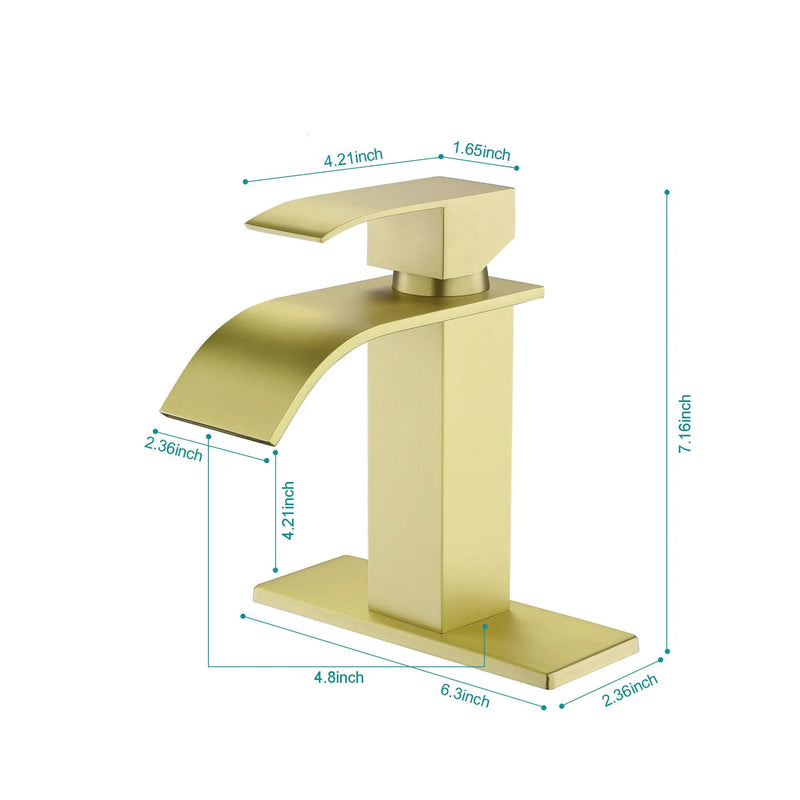 Waterfall Spout Bathroom Sink Single Handle Faucet with Pop-Up Drain (with Overflow) by HouseOfZazla