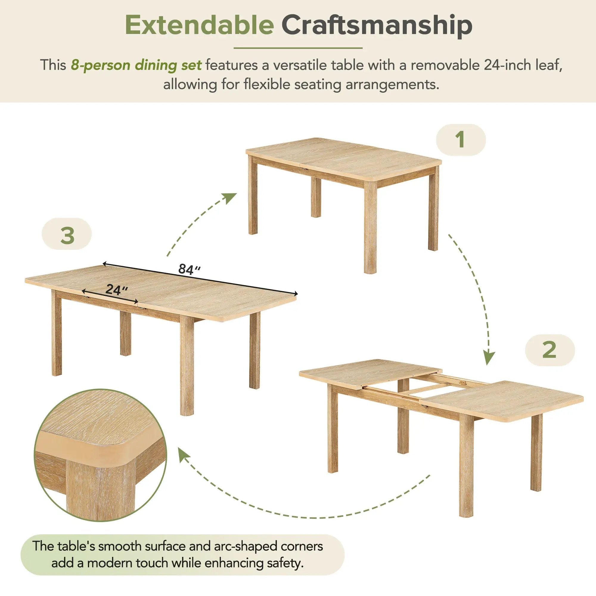 TOPMAX Rustic Extendable 84inch Dining Table Set by HouseOfZazla