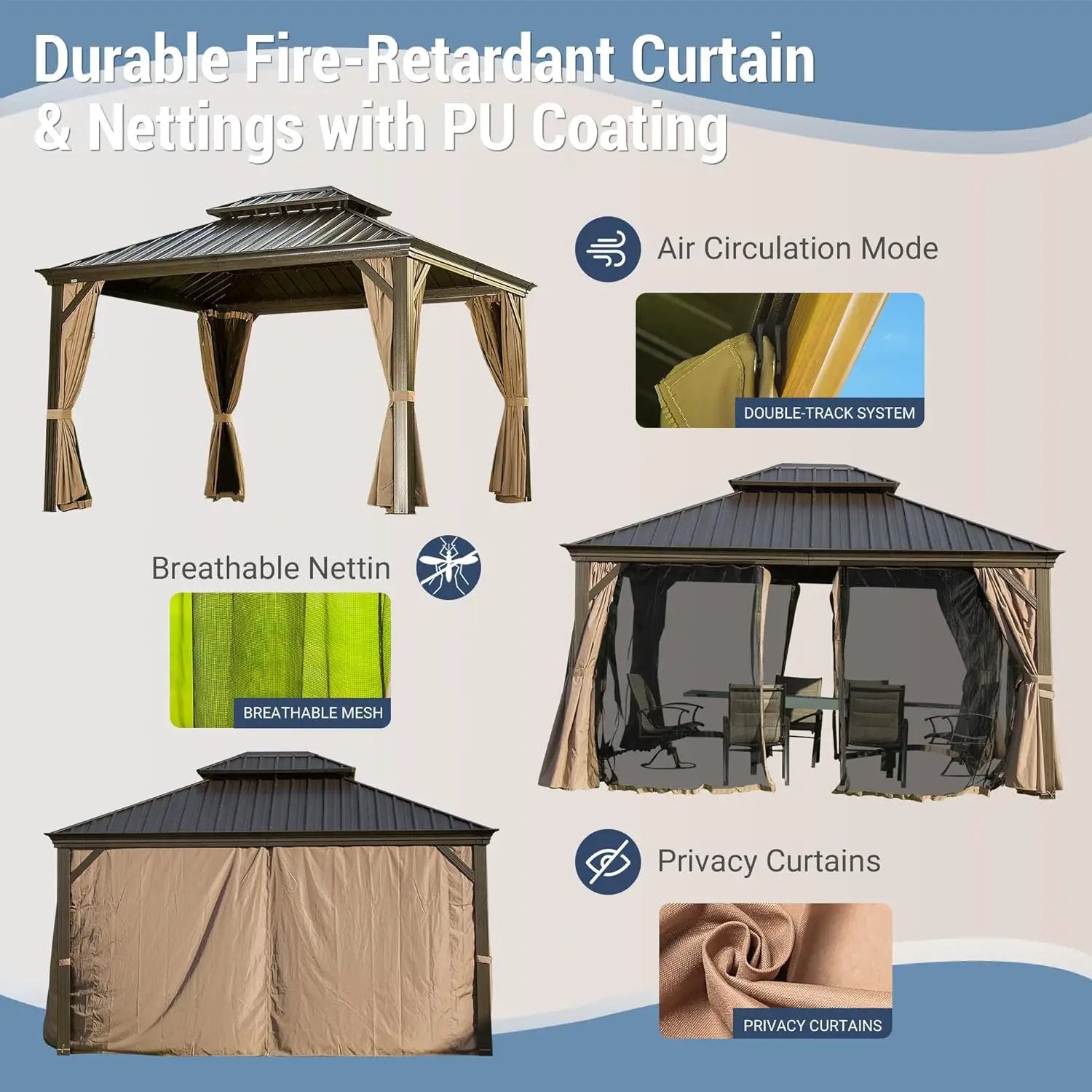 10' x 12' Hardtop Aluminum Gazebo with Double Canopy by HouseOfZazla