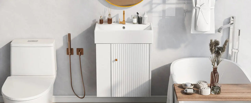 21.6-Inch Modern Floating Bathroom Vanity with Ceramic Basin by HouseOfZazla