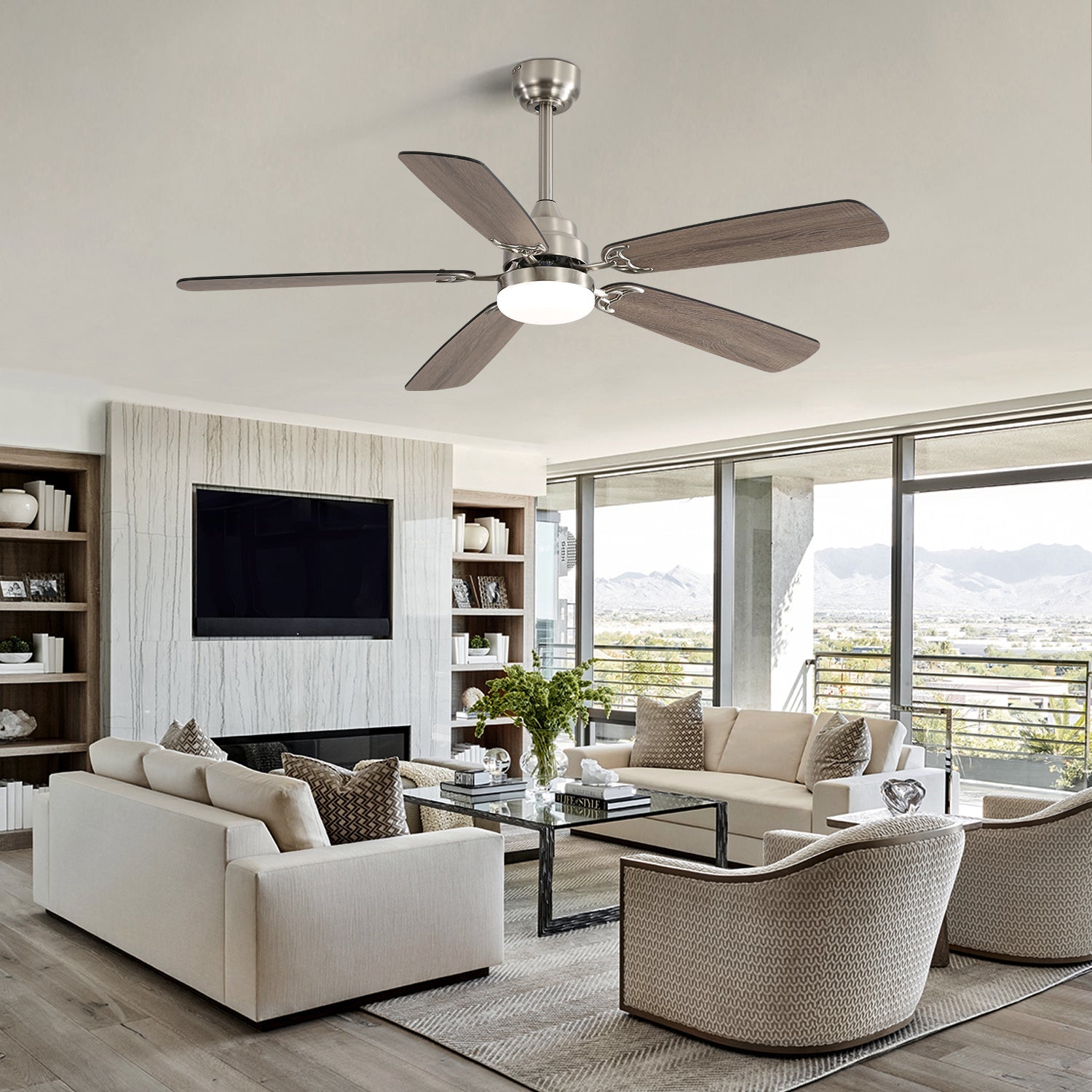Modern 52-Inch LED Ceiling Fan With Remote Control by HouseOfZazla