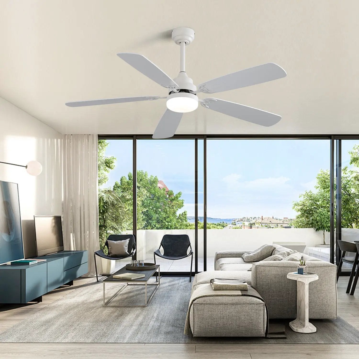 Indoor Modern 52 Inch Ceiling Fan with LED Light and Remote Control by HouseOfZazla