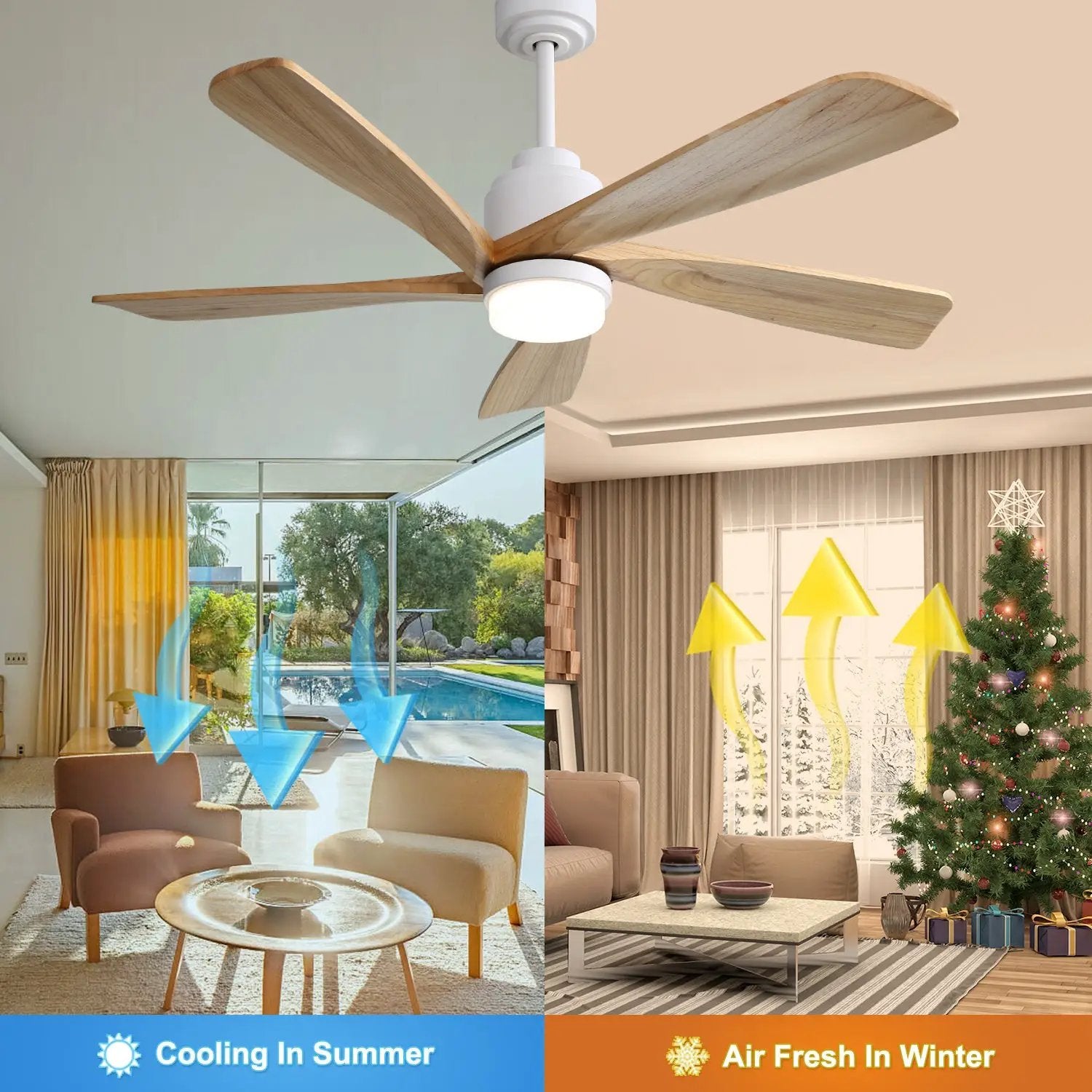52 Inch Ceiling Fan With Dimmable LED Light and Remote Control by HouseOfZazla