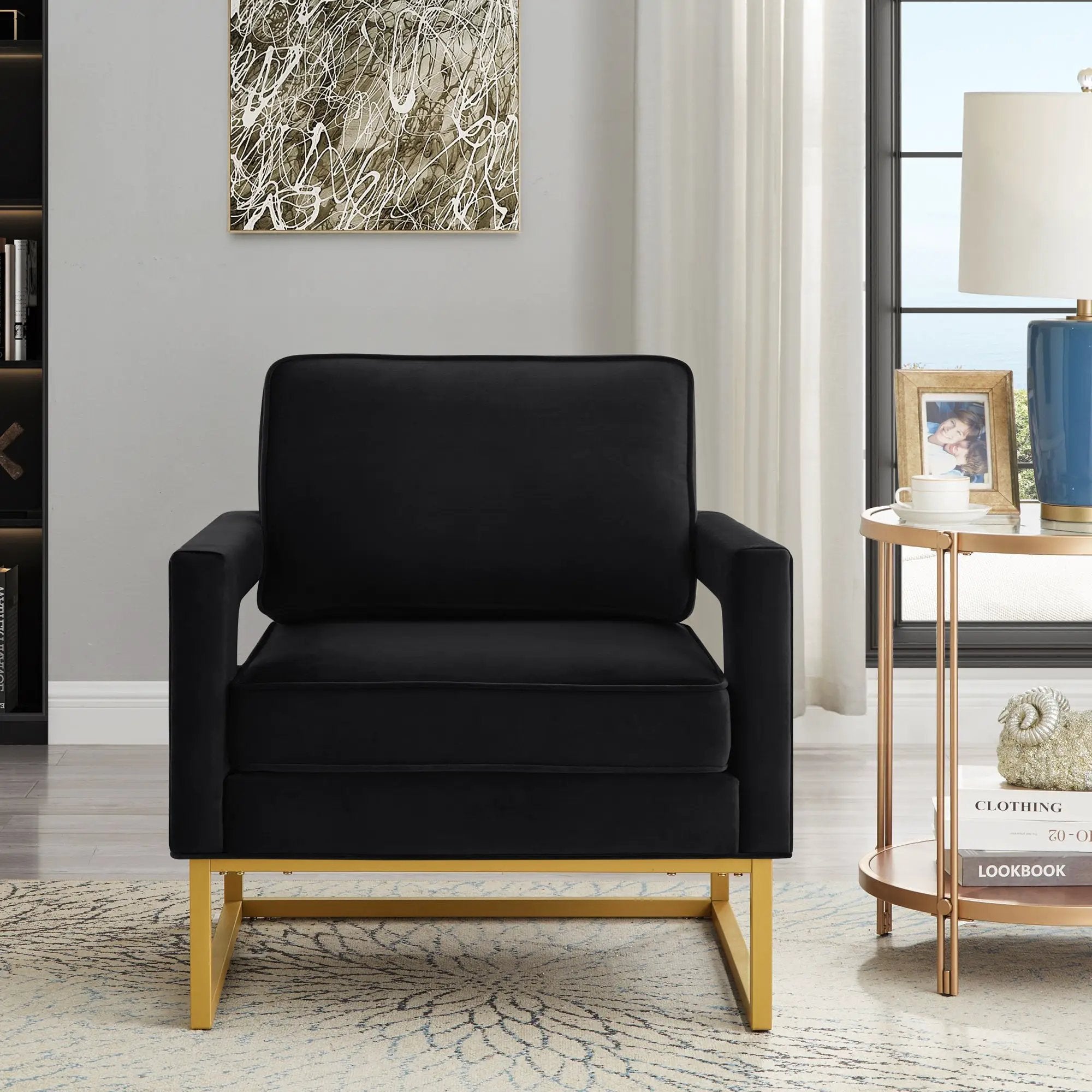Modern Style Accent Chair with Velvet Fabric by HouseOfZazla