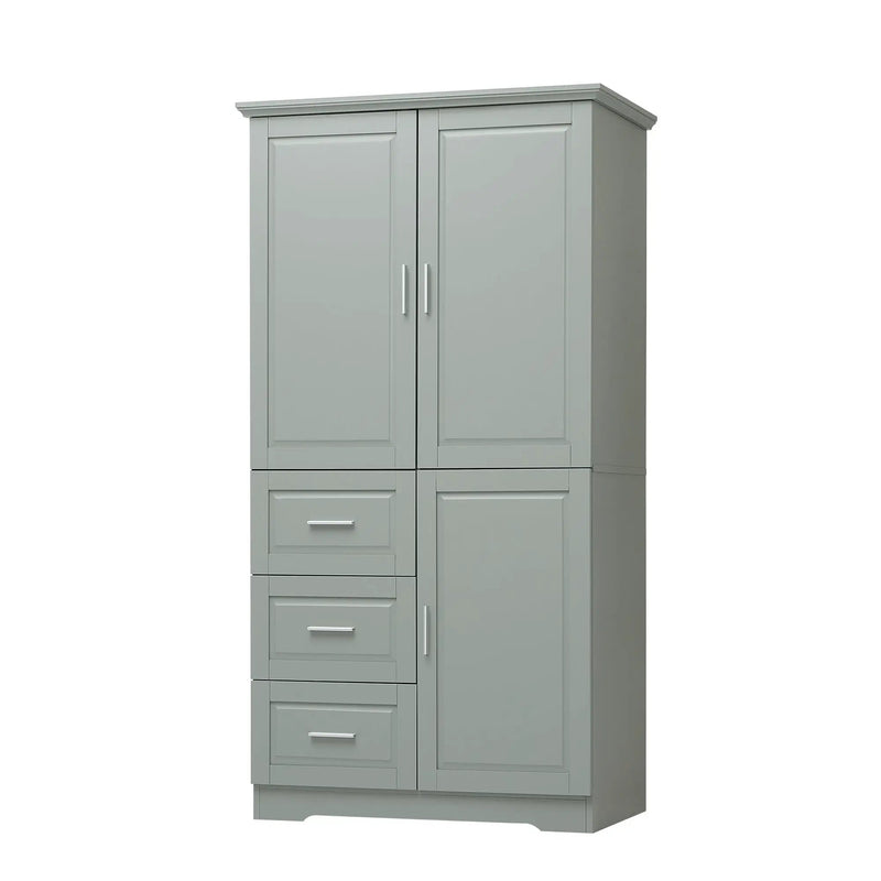 Tall and Wide Storage Cabinet with Doors for Bathroom or Office, Grey by HouseOfZazla