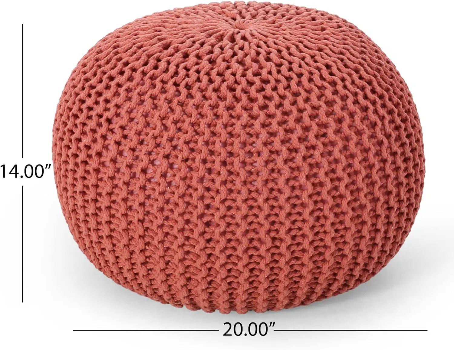 Poona Handcrafted Modern Cotton Pouf, Coral by HouseOfZazla