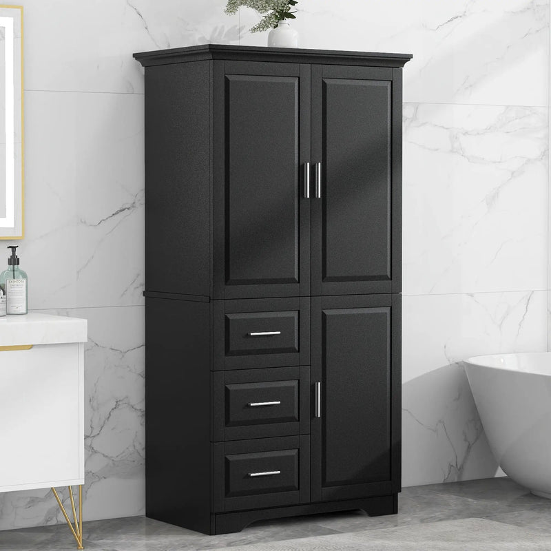 Tall and Wide Storage Cabinet with Doors for Bathroom/Office by HouseOfZazla