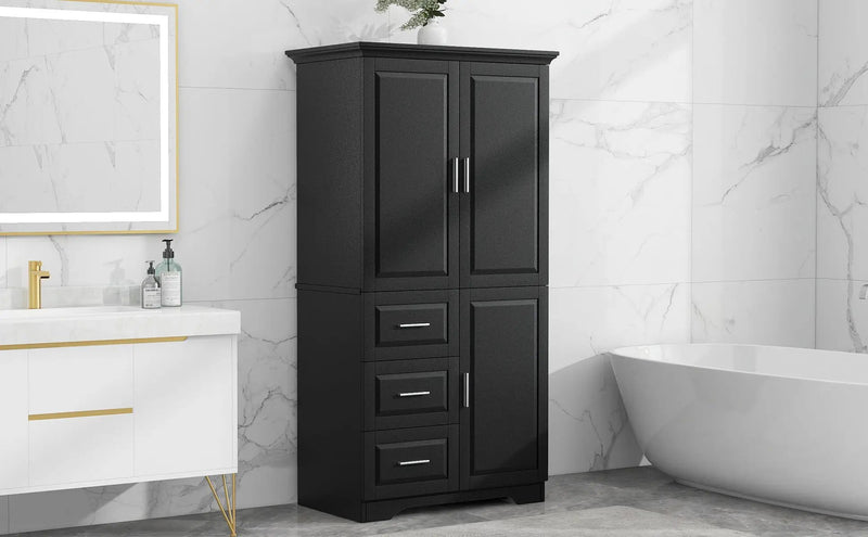 Tall and Wide Storage Cabinet with Doors for Bathroom/Office by HouseOfZazla
