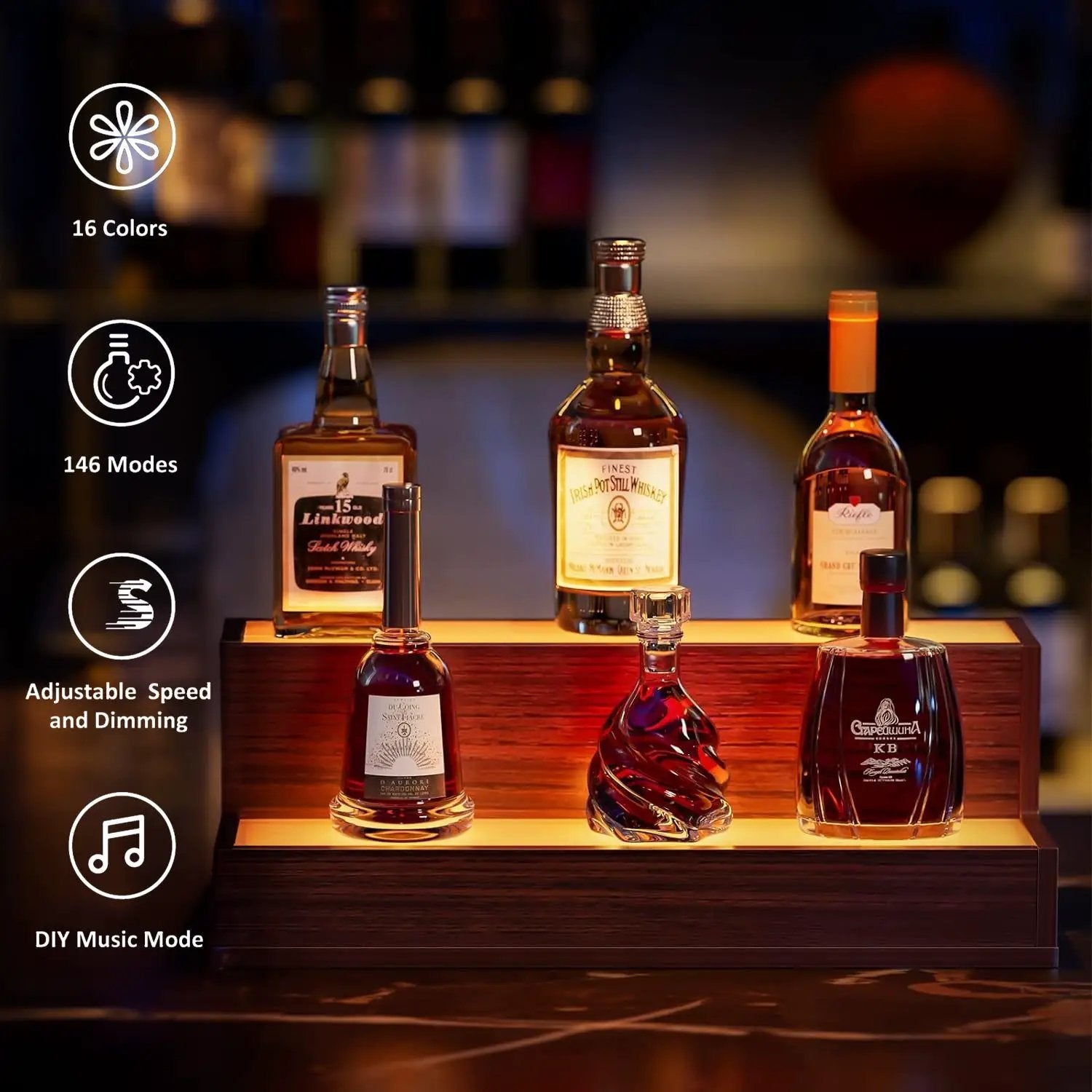 LED Lighted Liquor Bottle Display Shelf by HouseOfZazla