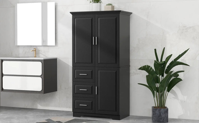 Tall and Wide Storage Cabinet with Doors for Bathroom/Office by HouseOfZazla