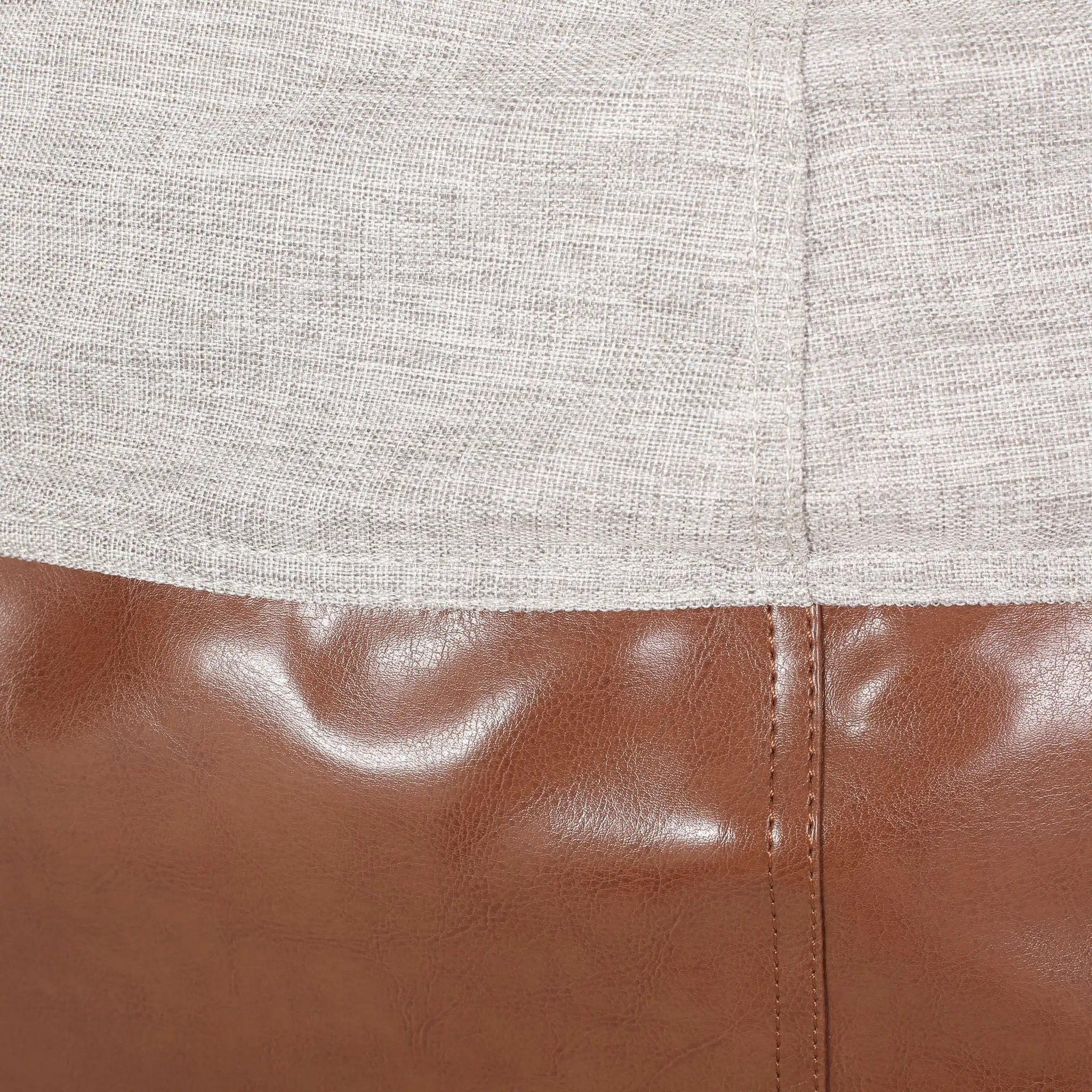 Maxi 5 Foot Two Color Fabric and Faux Leather Rounded Bean Bag by HouseOfZazla