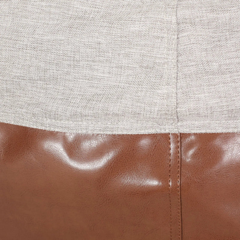 Maxi 5 Foot Two Color Fabric and Faux Leather Rounded Bean Bag by HouseOfZazla