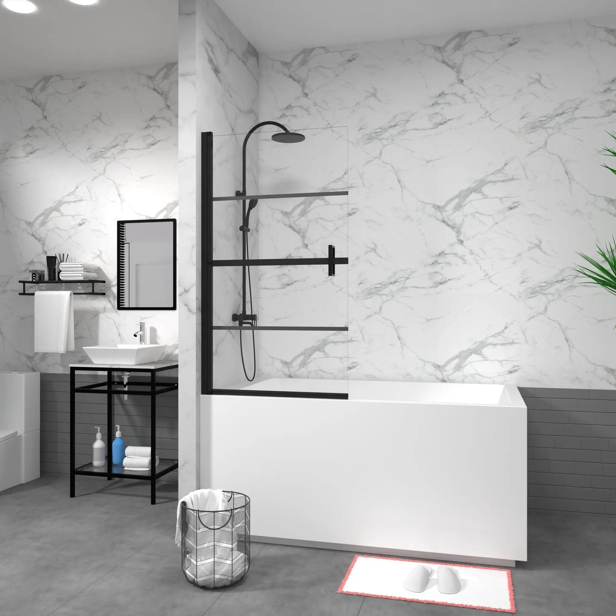 Goodyo Bathtub Screen Panel Shower Door 180° Pivot by HouseOfZazla