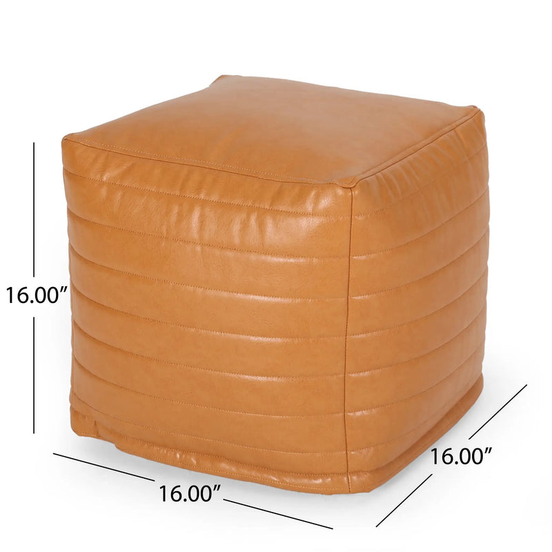 Candy Contemporary Faux Leather Square Pouf by HouseOfZazla
