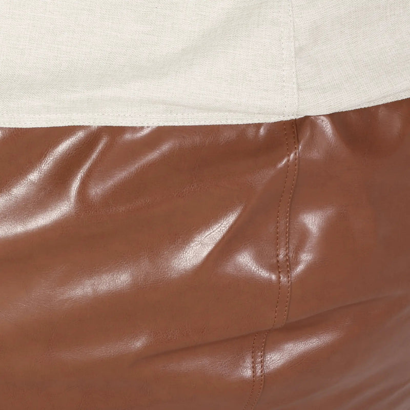 Maxi 5 Foot Two Color Fabric and Faux Leather Rounded Bean Bag by HouseOfZazla