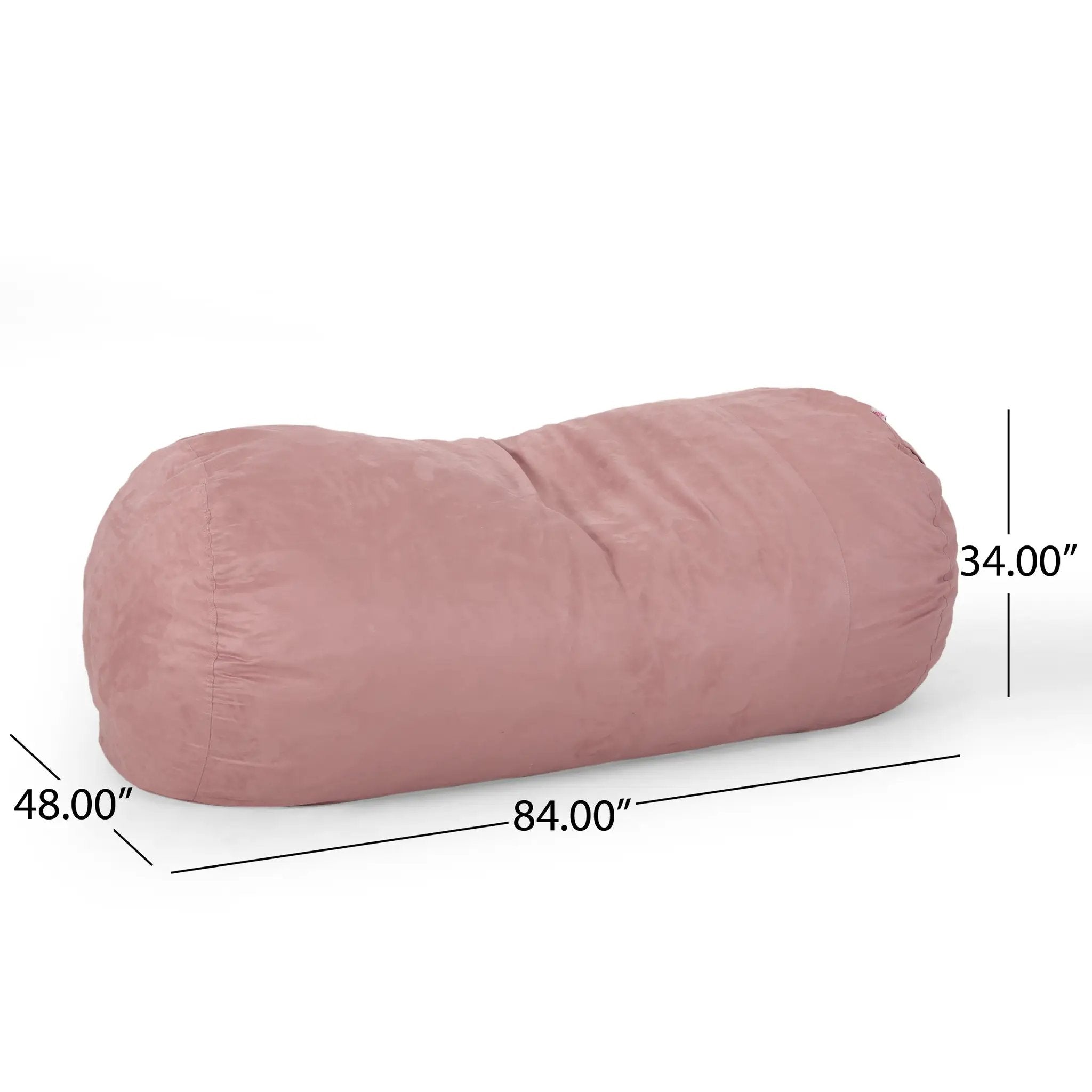 Aruba 8 Foot Microfiber Cylindrical Bean Bag Chair - Rose by HouseOfZazla