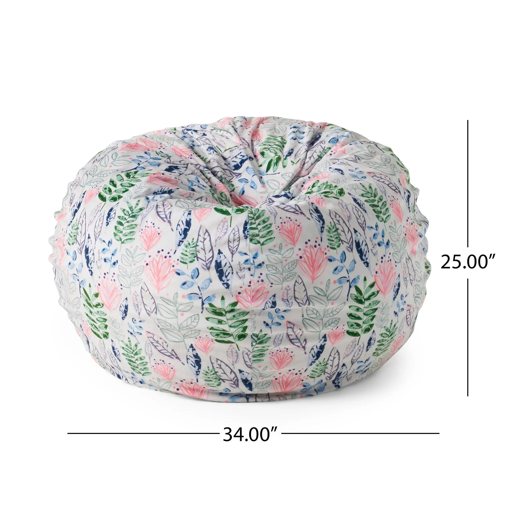 Barcadera 3 Foot Rounded Bean Bag - Leaf Print by HouseOfZazla