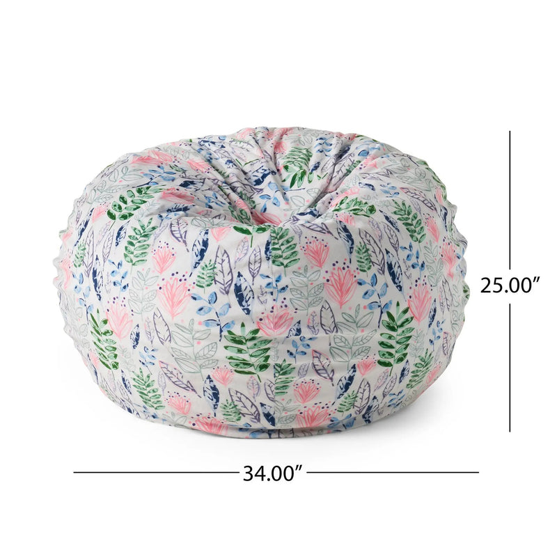 Barcadera 3 Foot Rounded Bean Bag - Leaf Print by HouseOfZazla