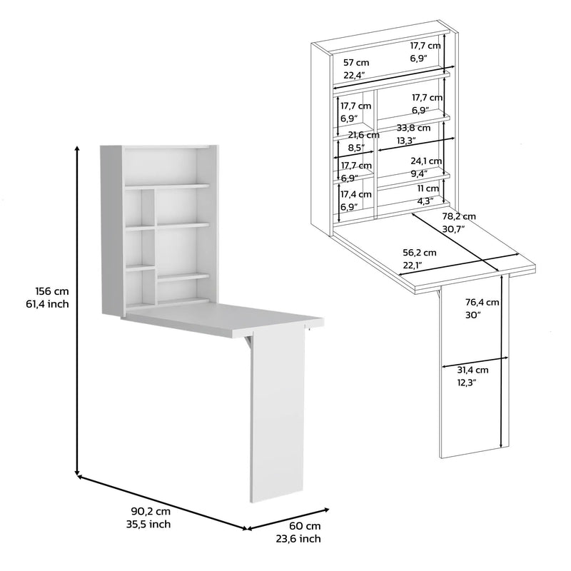 Wall Foldable Table with Multiple Shelves by HouseOfZazla