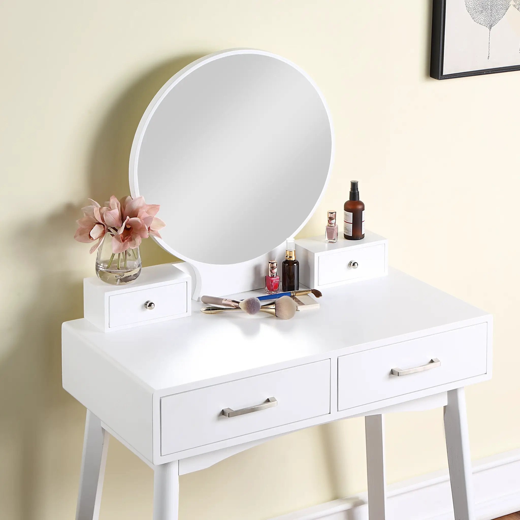 Liannon Contemporary Wood Vanity and Stool Set by HouseOfZazla