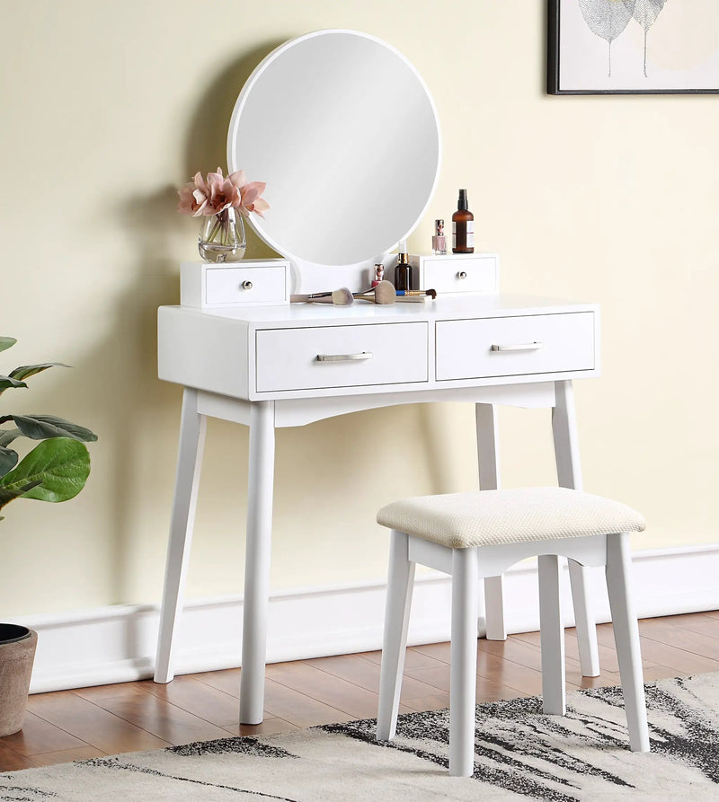 Liannon Contemporary Wood Vanity and Stool Set by HouseOfZazla