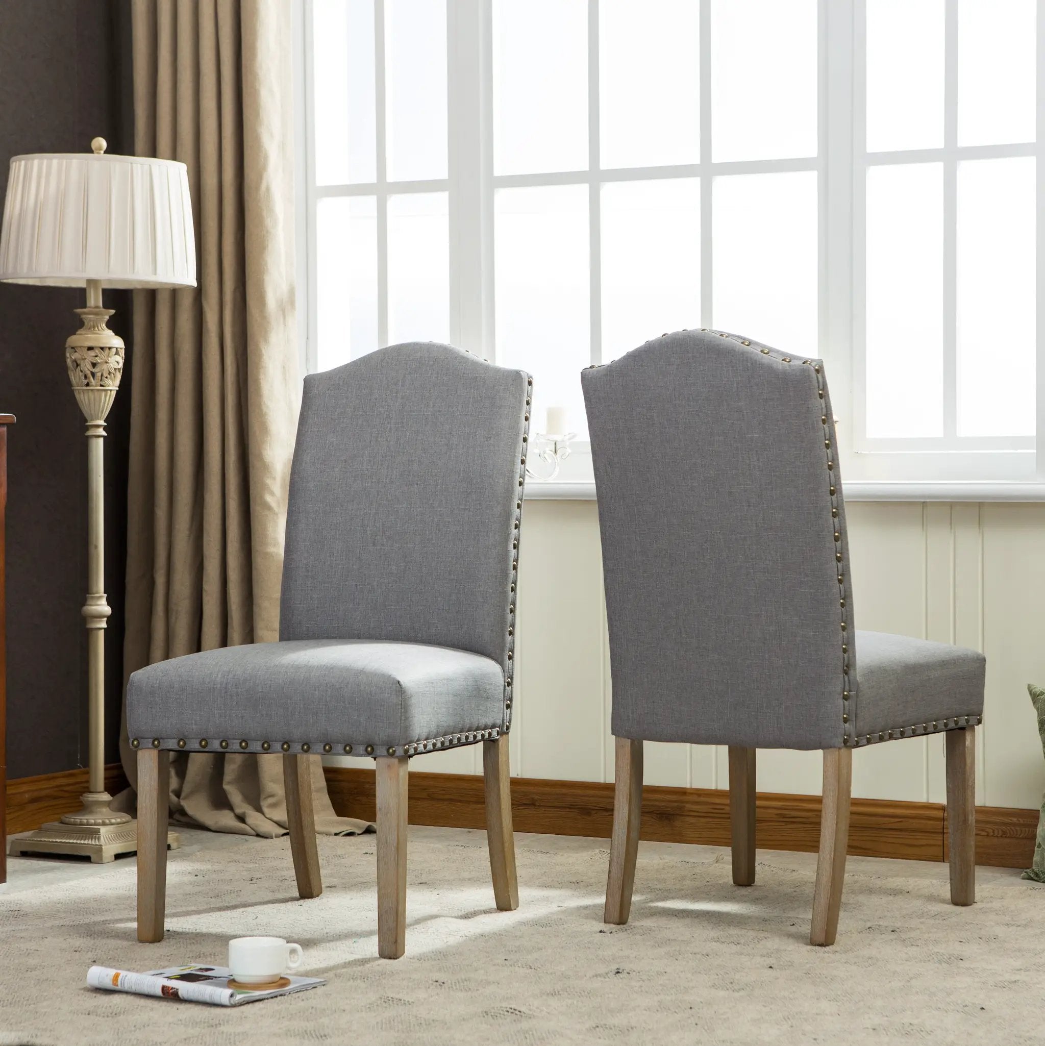 Mod Urban Style Solid Wood Nailhead Dining Chairs by HouseOfZazla
