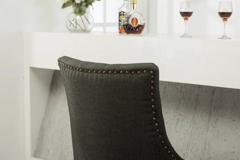 Charcoal Button Tufted Wingback Hostess Chairs Set of 2 by HouseOfZazla