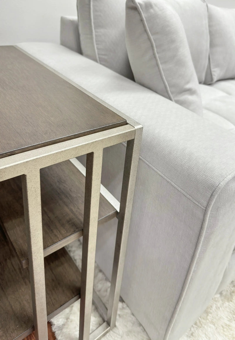 Padena Metal Frame Wood Living Room Chairside Table with Shelf by HouseOfZazla