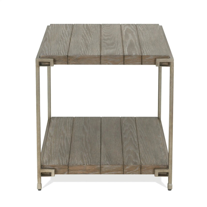 Corbeta Metal Frame Wood Living Room End Table with Shelf by HouseOfZazla