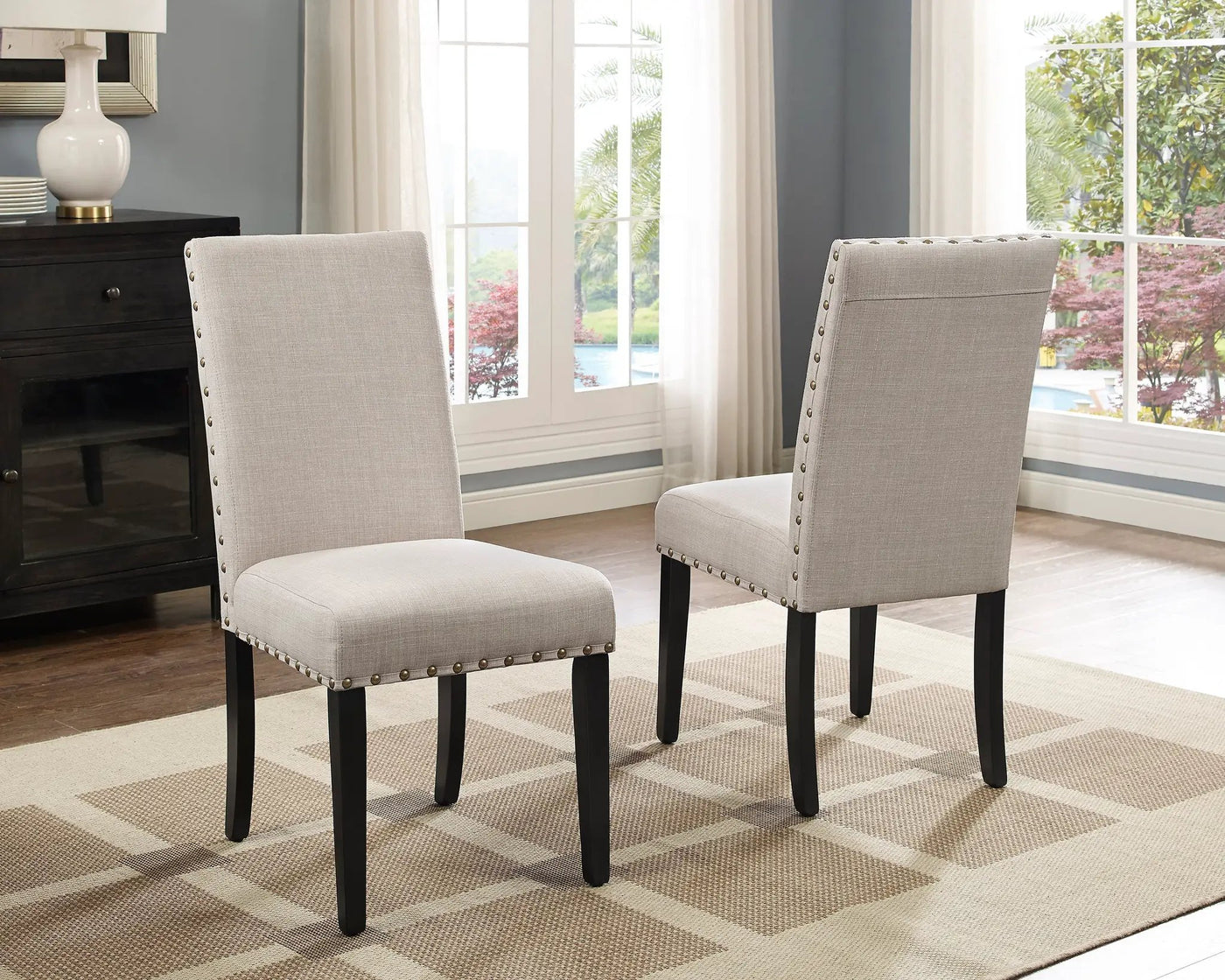 Eleanor Upholstered Dining Chairs with Nailhead Trim - Set of 2 by HouseOfZazla
