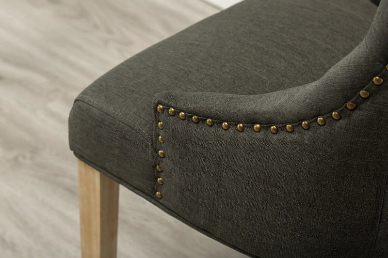 Charcoal Button Tufted Wingback Hostess Chairs Set of 2 by HouseOfZazla