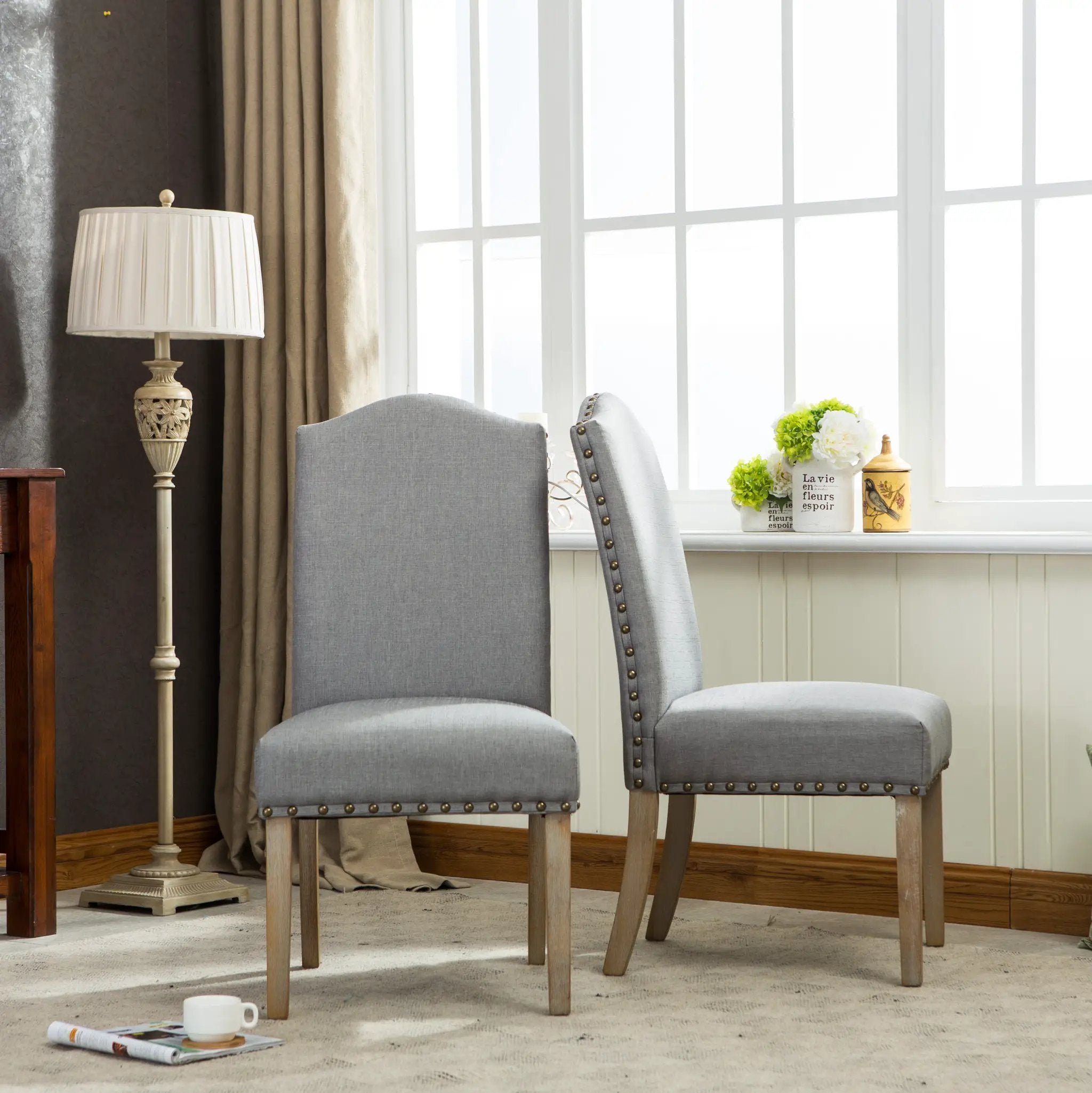 Mod Urban Style Solid Wood Nailhead Dining Chairs by HouseOfZazla