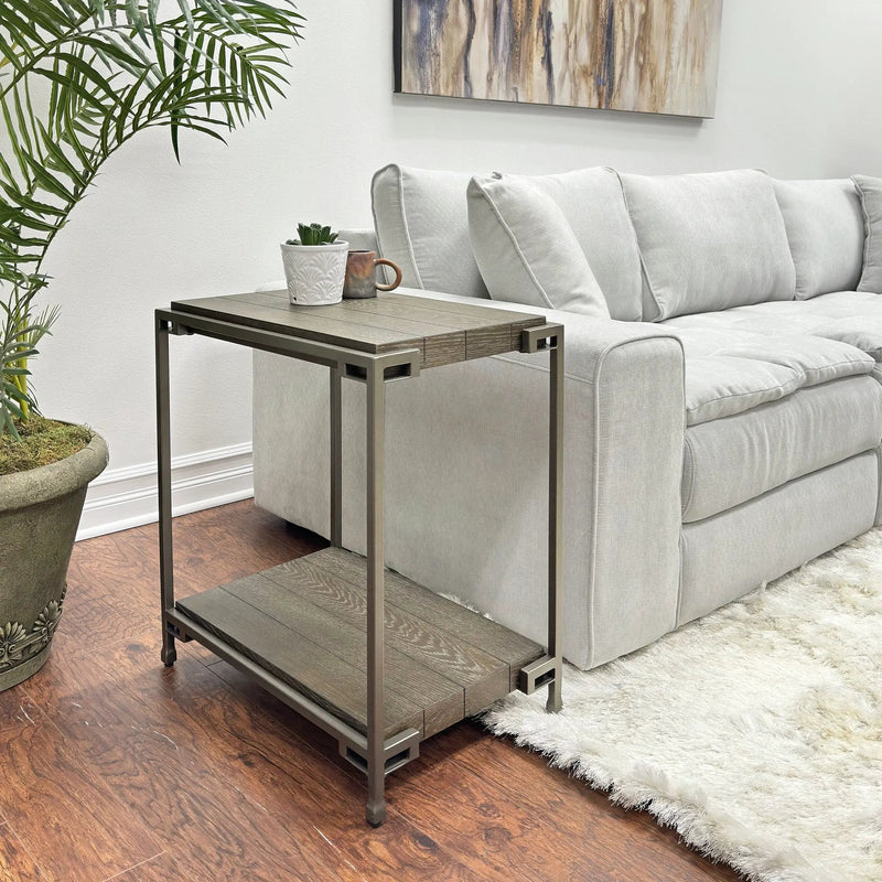 Corbeta Metal Frame Wood Living Room Chairside Table by HouseOfZazla