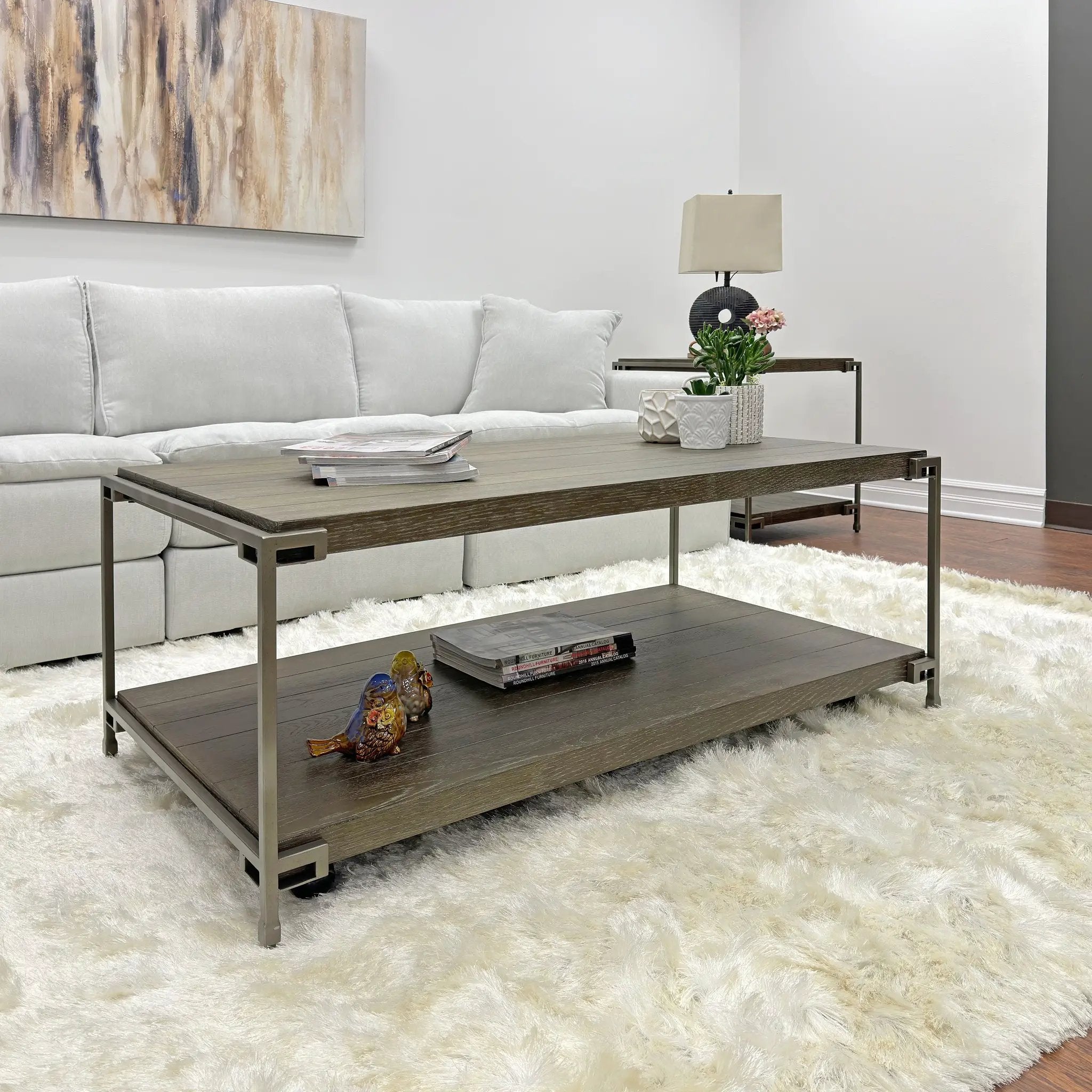 Corbeta Metal Frame Wood Living Room Coffee Table with Casters by HouseOfZazla