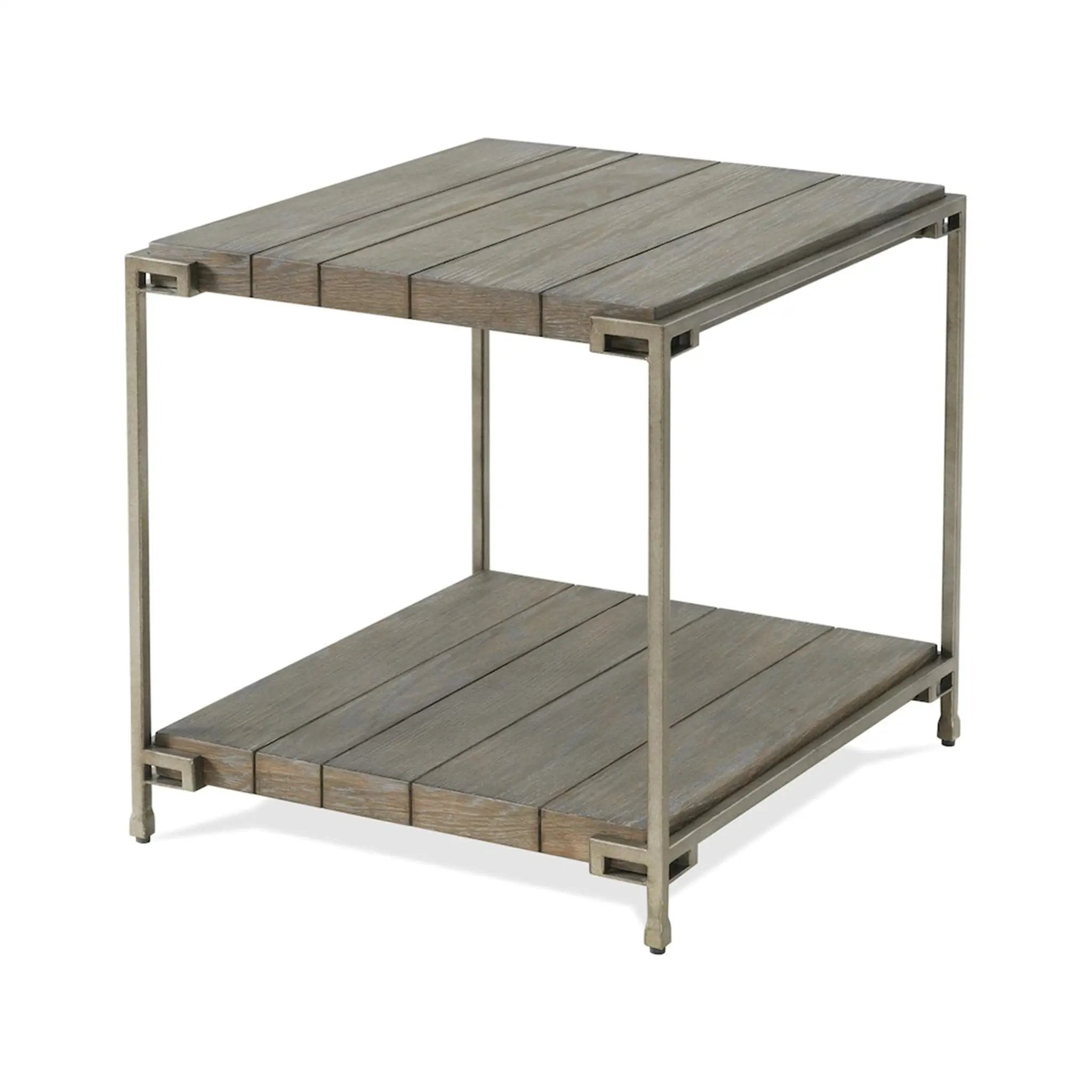 Corbeta Metal Frame Wood Living Room End Table with Shelf by HouseOfZazla