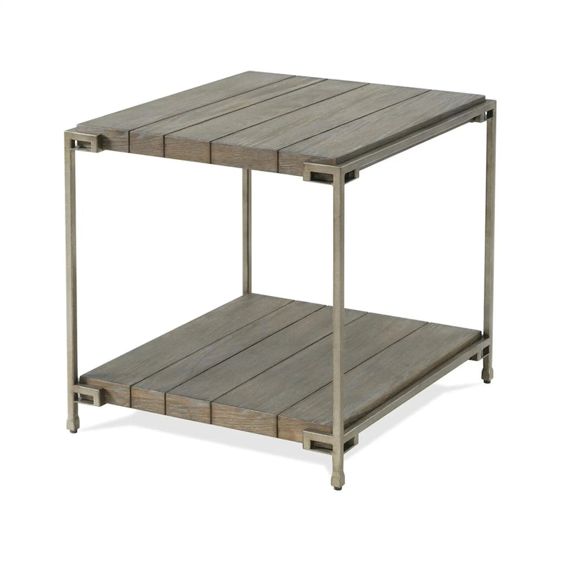 Corbeta Metal Frame Wood Living Room End Table with Shelf by HouseOfZazla